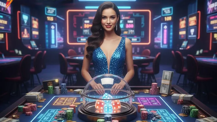 Fair play concept with dice and casino chips for 777 Online Casino